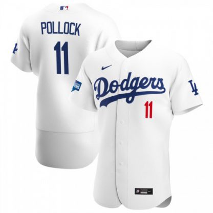 Los Angeles Los Angeles Dodgers #11 AJ Pollock Men's Nike White Home 2020 World Series Champions Authentic Player MLB Jersey