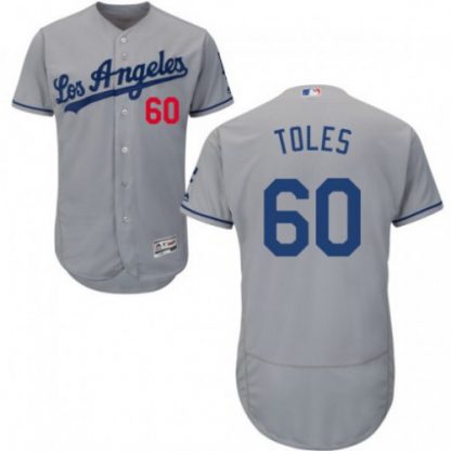 Los Angeles Dodgers #60 Andrew Toles Grey Flexbase Authentic Collection Stitched MLB Jersey