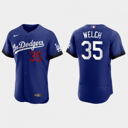 Los Angeles Los Angeles Dodgers #35 Bob Welch Nike Men's 2021 City Connect Authentic MLB Jersey Royal