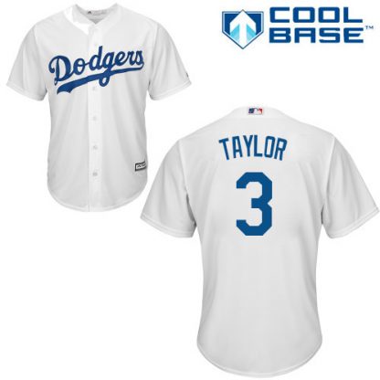 Los Angeles Dodgers #3 Chris Taylor White Cool Base Stitched Youth MLB Jersey