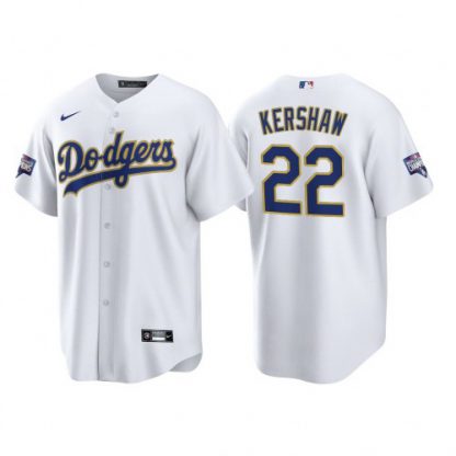 Los Angeles Los Angeles Dodgers #22 Clayton Kershaw Men's Nike 2021 Gold Program World Series Champions MLB Jersey Whtie
