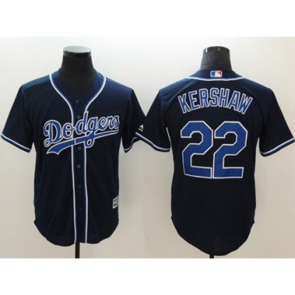 Los Angeles Dodgers #22 Clayton Kershaw Navy Blue New Cool Base Stitched MLB Jersey