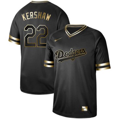 Nike Los Angeles Dodgers #22 Clayton Kershaw Black Gold Authentic Stitched MLB Jersey