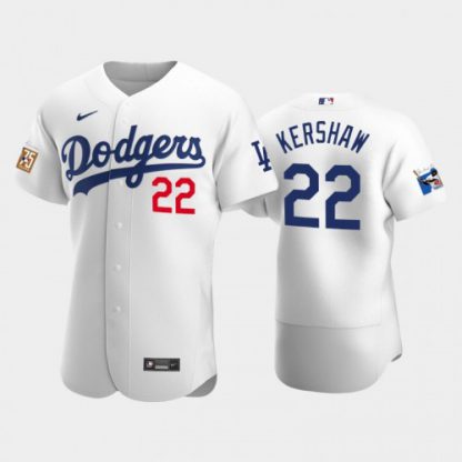 Los Angeles Los Angeles Dodgers #22 Clayton Kershaw Men's Nike Jackie Robinson 75th Anniversary Authentic MLB Jersey - White