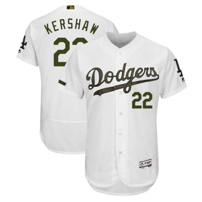 Los Angeles Dodgers #22 Clayton Kershaw White Flexbase Authentic Collection 2018 Memorial Day Stitched MLB Jersey