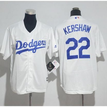Los Angeles Dodgers #22 Clayton Kershaw White Cool Base Stitched Youth MLB Jersey