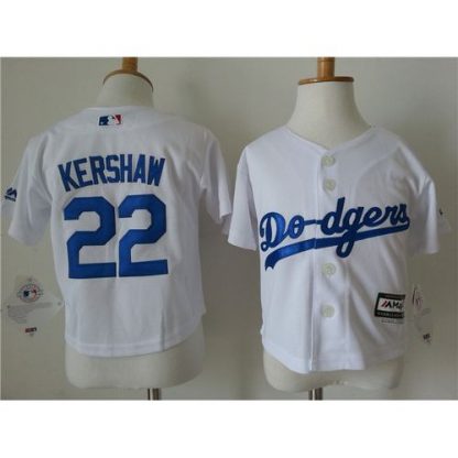 Toddler Los Angeles Dodgers #22 Clayton Kershaw White Cool Base Stitched MLB Jersey