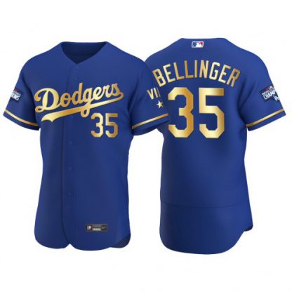 Los Angeles Los Angeles Dodgers #35 Cody Bellinger Men's Nike Authentic 2021 Gold Program World Series Champions MLB Jersey Royal