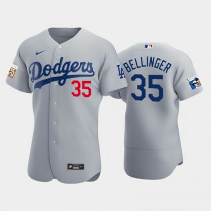 Los Angeles Los Angeles Dodgers #35 Cody Bellinger Men's Nike Jackie Robinson 75th Anniversary Authentic MLB Jersey - Gray