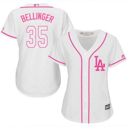 Los Angeles Dodgers #35 Cody Bellinger White/Pink Fashion Women's Stitched MLB Jersey
