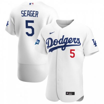 Los Angeles Los Angeles Dodgers #5 Corey Seager Men's Nike White Home 2020 World Series Champions Authentic Player MLB Jersey