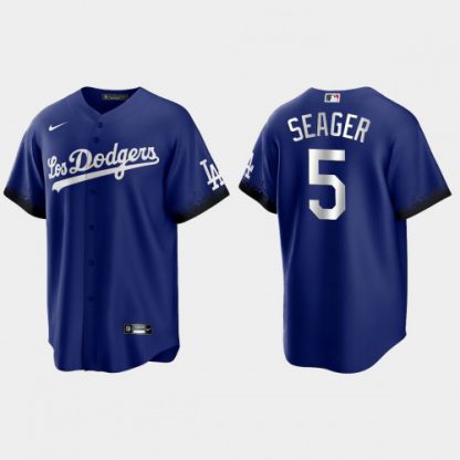 Los Angeles Los Angeles Dodgers #5 Corey Seager Nike Men's 2021 City Connect Game MLB Jersey Royal