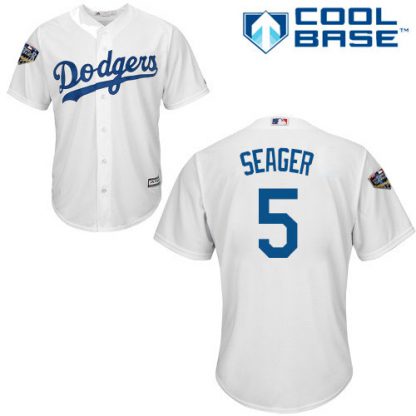 Los Angeles Dodgers #5 Corey Seager White New Cool Base 2018 World Series Stitched MLB Jersey