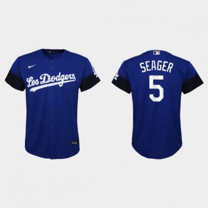 Los Angeles Los Angeles Dodgers #5 Corey Seager Nike Youth 2021 City Connect MLB Jersey Royal
