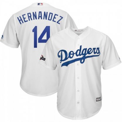 Los Angeles Los Angeles Dodgers #14 Enrique Hernandez Majestic 2019 Postseason Home Official Cool Base Player Jersey White
