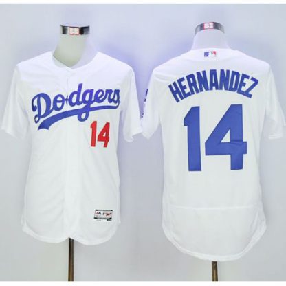 Los Angeles Dodgers #14 Enrique Hernandez White Flexbase Authentic Collection Stitched MLB Jersey