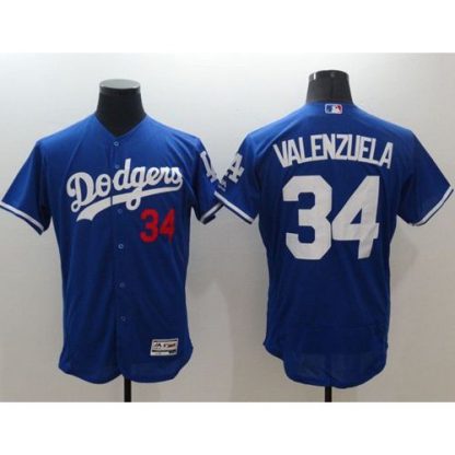 Los Angeles Dodgers #34 Fernando Valenzuela Blue Flexbase Authentic Collection Stitched MLB Jersey