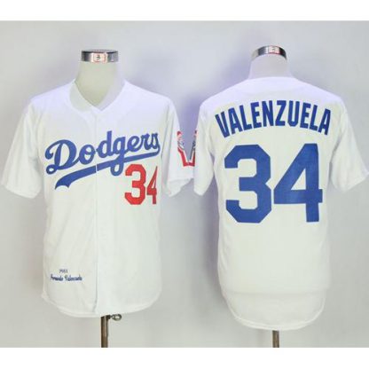 Mitchell And Ness 1981 Los Angeles Dodgers #34 Fernando Valenzuela White Throwback Stitched MLB Jersey