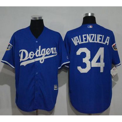 Los Angeles Dodgers #34 Fernando Valenzuela Blue New Cool Base 2018 World Series Stitched MLB Jersey