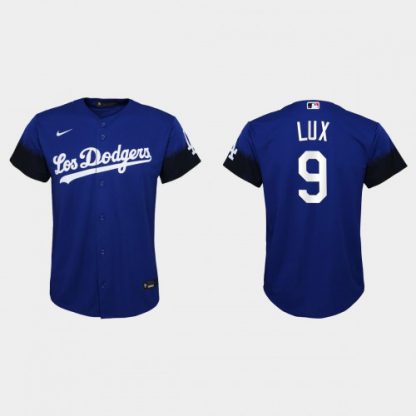 Los Angeles Los Angeles Dodgers #9 Gavin Lux Nike Youth 2021 City Connect MLB Jersey Royal