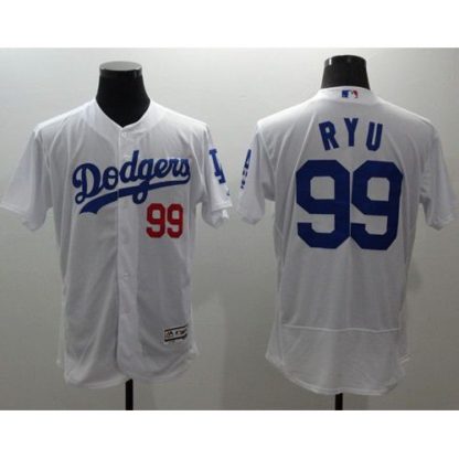 Los Angeles Dodgers #99 Hyun-Jin Ryu White Flexbase Authentic Collection Stitched MLB Jersey