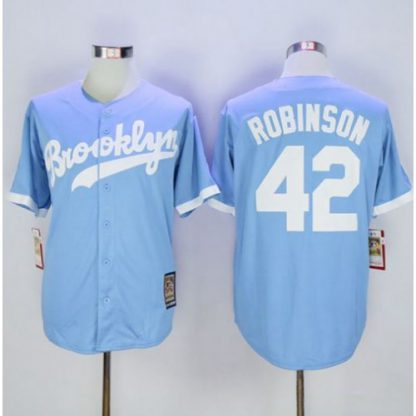 Mitchell And Ness Los Angeles Dodgers #42 Jackie Robinson Light Blue Throwback Stitched MLB Jersey