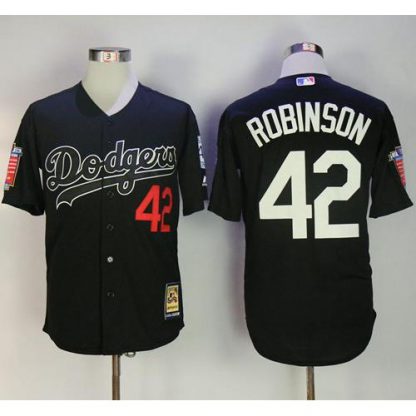 Mitchell And Ness Los Angeles Dodgers #42 Jackie Robinson Black Throwback Stitched MLB Jersey