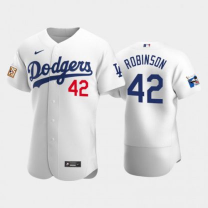 Los Angeles Los Angeles Dodgers #42 Jackie Robinson Men's Nike Jackie Robinson 75th Anniversary Authentic MLB Jersey - White
