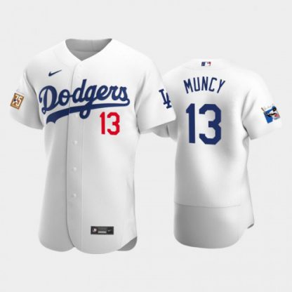 Los Angeles Los Angeles Dodgers #13 Max Muncy Men's Nike Jackie Robinson 75th Anniversary Authentic MLB Jersey - White