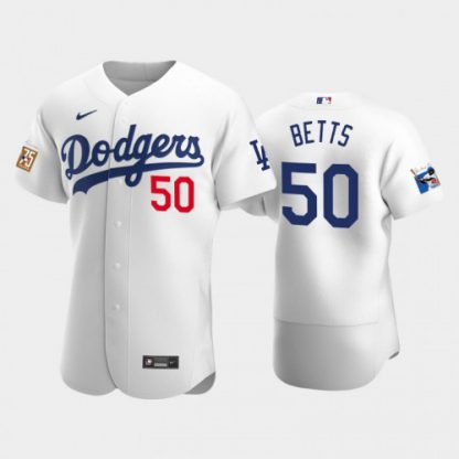 Los Angeles Los Angeles Dodgers #50 Mookie Betts Men's Nike Jackie Robinson 75th Anniversary Authentic MLB Jersey - White