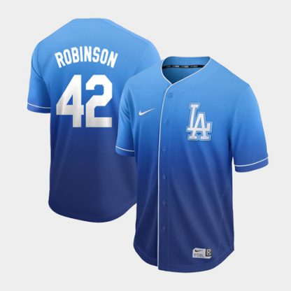 Nike Los Angeles Dodgers #42 Jackie Robinson Royal Fade Authentic Stitched MLB Jersey