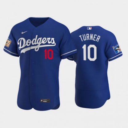 Los Angeles Los Angeles Dodgers #10 Justin Turner Men's Nike Jackie Robinson 75th Anniversary Authentic MLB Jersey - Royal