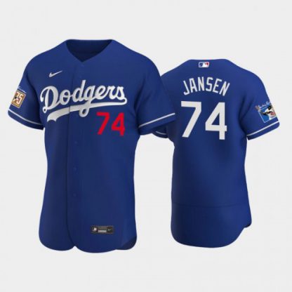 Los Angeles Los Angeles Dodgers #74 Kenley Jansen Men's Nike Jackie Robinson 75th Anniversary Authentic MLB Jersey - Royal