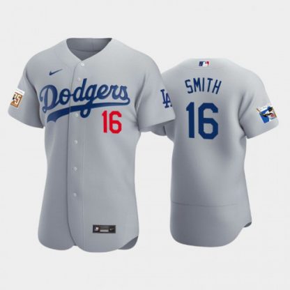 Los Angeles Los Angeles Dodgers #16 Will Smith Men's Nike Jackie Robinson 75th Anniversary Authentic MLB Jersey - Gray