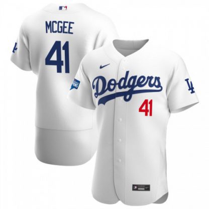 Los Angeles Los Angeles Dodgers #41 Jake McGee Men's Nike White Home 2020 World Series Champions Authentic Player MLB Jersey