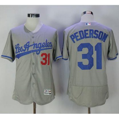 Los Angeles Dodgers #31 Joc Pederson Grey Flexbase Authentic Collection Road Stitched MLB Jersey