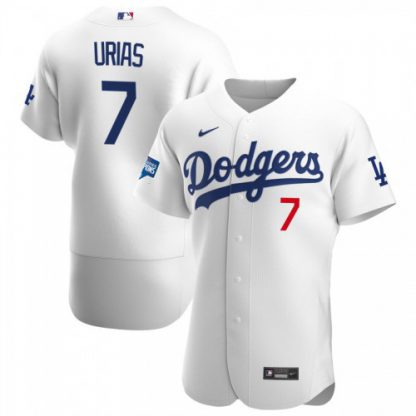 Los Angeles Los Angeles Dodgers #7 Julio Urias Men's Nike White Home 2020 World Series Champions Authentic Player MLB Jersey