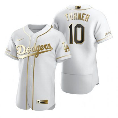 Los Angeles Los Angeles Dodgers #10 Justin Turner White Nike Men's Authentic Golden Edition MLB Jersey