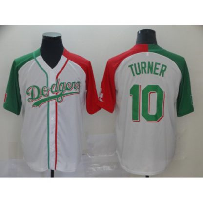 Los Angeles Dodgers #10 Justin Turner White Red/Green Split Cool Base Stitched MLB Jersey