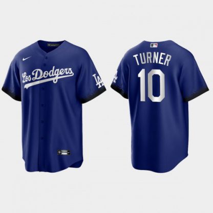 Los Angeles Los Angeles Dodgers #10 Justin Turner Nike Men's 2021 City Connect Game MLB Jersey Royal