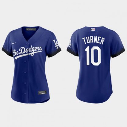 Los Angeles Los Angeles Dodgers #10 Justin Turner Nike Women's 2021 City Connect MLB Jersey Royal
