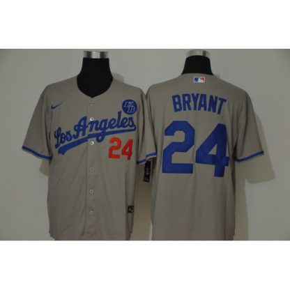 Los Angeles Los Angeles Dodgers #24 Kobe Bryant Men??s Nike Grey Cool Base 2020 KB Patch MLB Jersey