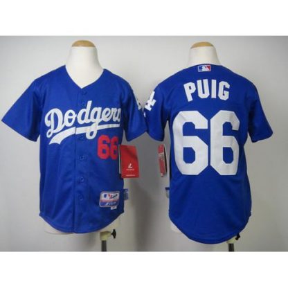 Los Angeles Dodgers #66 Yasiel Puig Blue Cool Base Stitched Youth MLB Jersey