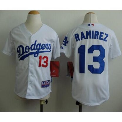 Los Angeles Dodgers #13 Hanley Ramirez White Cool Base Stitched Youth MLB Jersey