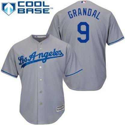 Los Angeles Dodgers #9 Yasmani Grandal Grey Cool Base Stitched Youth MLB Jersey
