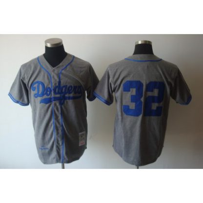 Mitchell and Ness Los Angeles Dodgers #32 Sandy Koufax Grey Stitched Throwback MLB Jersey