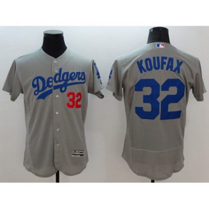 Los Angeles Dodgers #32 Sandy Koufax Grey Flexbase Authentic Collection Stitched MLB Jersey