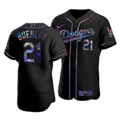 Los Angeles Los Angeles Dodgers #21 Walker Buehler Men's Nike Iridescent Holographic Collection MLB Jersey - Black
