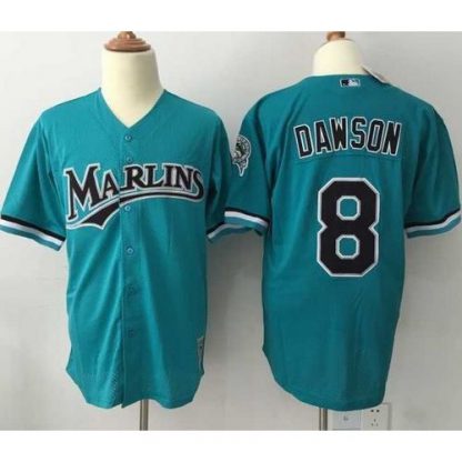 Mitchell And Ness 1995 Miami Marlins #8 Andre Dawson Green Throwback Stitched MLB Jersey