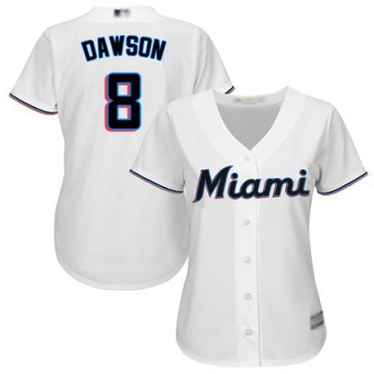 Miami Marlins #8 Andre Dawson White Home Women's Stitched MLB Jersey